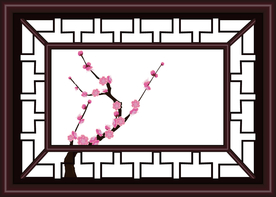 矢量图背景素材中国风方形窗画