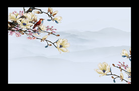 中国风工笔花背景墙