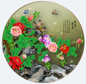 原创手绘高清牡丹花鸟装饰画