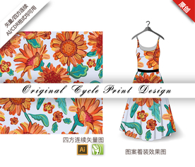 抽象向日葵四方连续