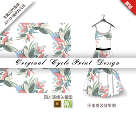 矢量金银花四方连续