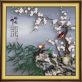 原创手绘梅花喜鹊竹子装饰画壁画