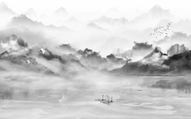 新中式中国风山水画 TIF分层