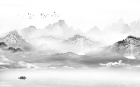 灰色 现代风山水画 TIF分层