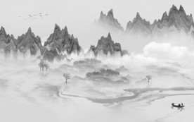 创意山水画背景墙 TIF分层