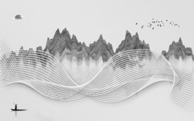 中国风山水画背景墙 TIF分层