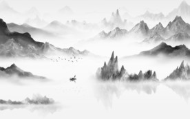 中式山水高清墙画 TIF分层