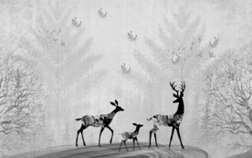 麋鹿森林 装饰画 TIF分层