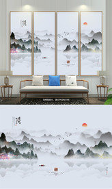 室内装饰画 水墨山水画