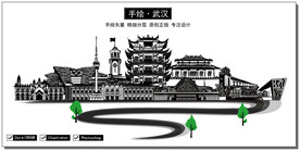 武汉市地标建筑剪影