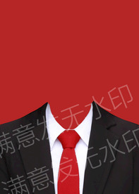 红色领带西装女生证件照模板