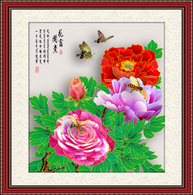 原创高清手绘牡丹装饰画壁画