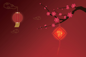 矢量图新年梅花灯笼中国结背景图