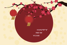 矢量图新年梅花红灯笼背景图