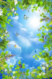 蓝天白云天花背景图