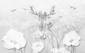 鹿头欧式装饰墙画 TIF分层