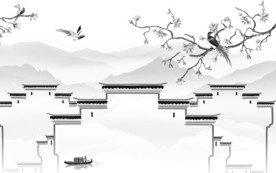 徽派山水画高档画 TIF分层