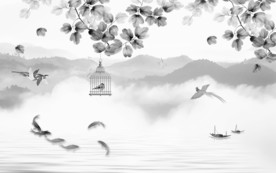 中国风山水画高档画 TIF分层