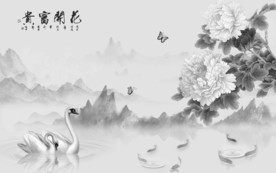 新中式山水画高档画 TIF分层