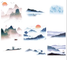 新中式水墨免扣PSD素材