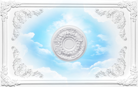 白色石膏欧式浮雕蓝天白云天花板