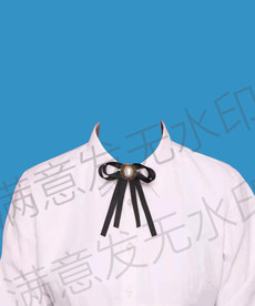 女生白色衬衫带领结证件照