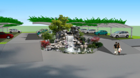 假山跌水景观设计效果图