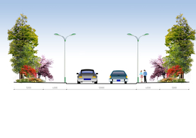 道路剖立面景观设计效果图