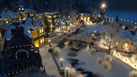 高清月亮云层下雪圣诞节城堡滑雪