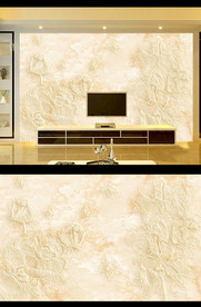 大理石花朵电视背景墙