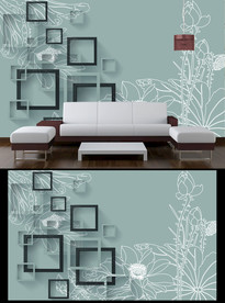 简约荷花电视背景墙