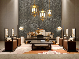新中式家居 墙纸效果图图片