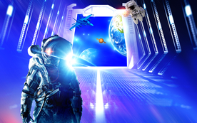 3D立体宇航员太空舱背景墙