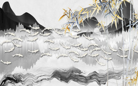 新中式山水电视背景 TIF分层