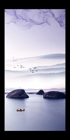 山水玄关背景