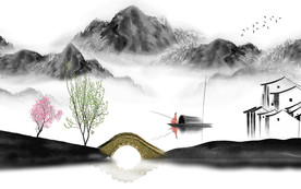 中式山水国画 TIF分层