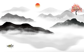 背景山水意境国画 TIF分层