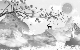 奢华山水意境国画 TIF分层