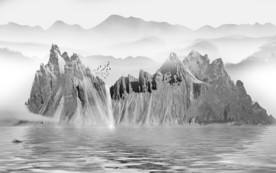 高端 山水意境国画 TIF分层