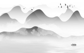 高档山水意境国画 TIF分层