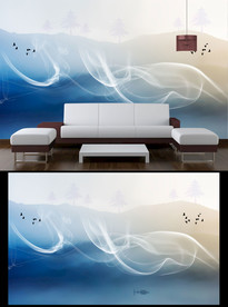 山水电视背景墙