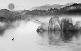 灰色背景新山水画 TIF分层