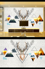 北欧现代电视背景墙