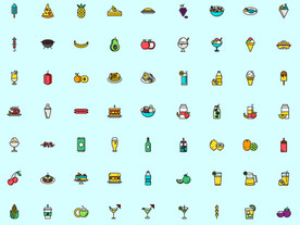 sketch创意彩色餐饮食饮品