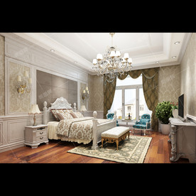 欧式复古风格别墅装修卧室效果图