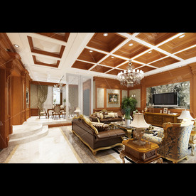 欧式复古风格别墅装修客厅效果图