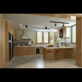 北欧风格装修开放式厨房效果图