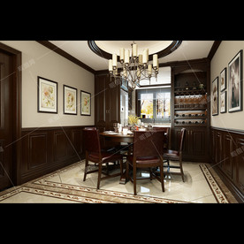 美式风格别墅豪宅装修餐厅效果图