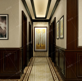 欧美风格别墅豪宅装修走道效果图