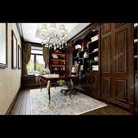 欧美风格别墅装修书房效果图